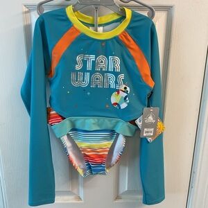 Disney Star Wars 2 piece bikini with long sleeve Rashguard nwt 9/10